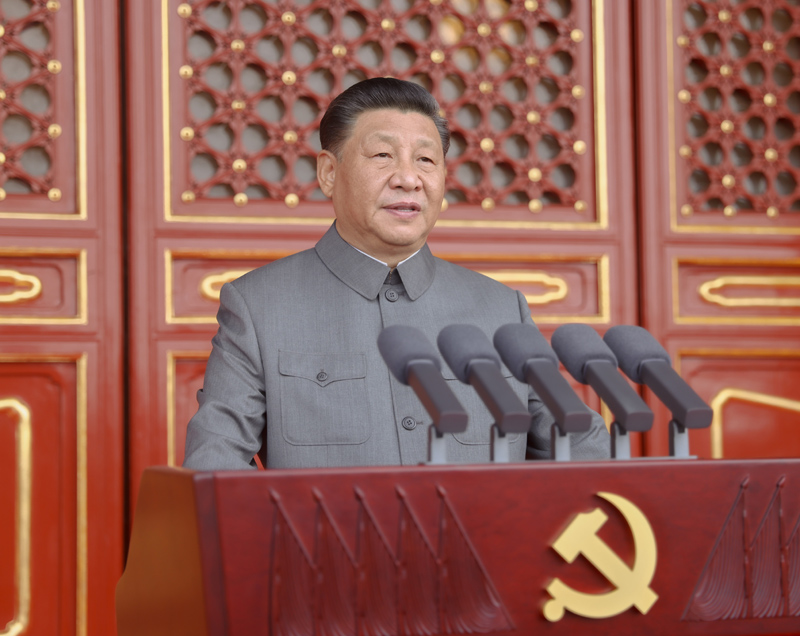 7月1日，慶祝中國(guó)共產(chǎn)黨成立100周年大會(huì)在北京天安門廣場(chǎng)隆重舉行。中共中央總書記、國(guó)家主席、中央軍委主席習(xí)近平發(fā)表重要講話。新華社記者 鞠鵬 攝