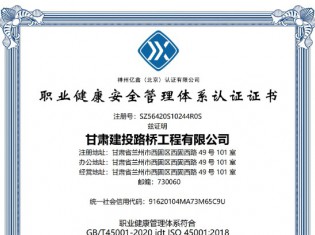 職業(yè)健康安全管理體系認證證書